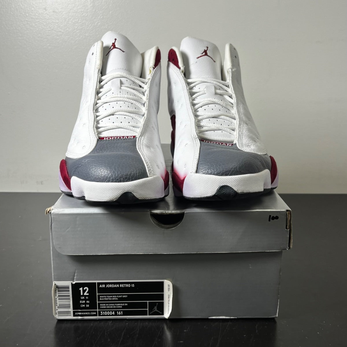 Jordan 13 Retro Grey Toe (2005) 12 (Moderately Worn Pre-Owned)JordanWhite/Team Red-Flint Grey - Image 2