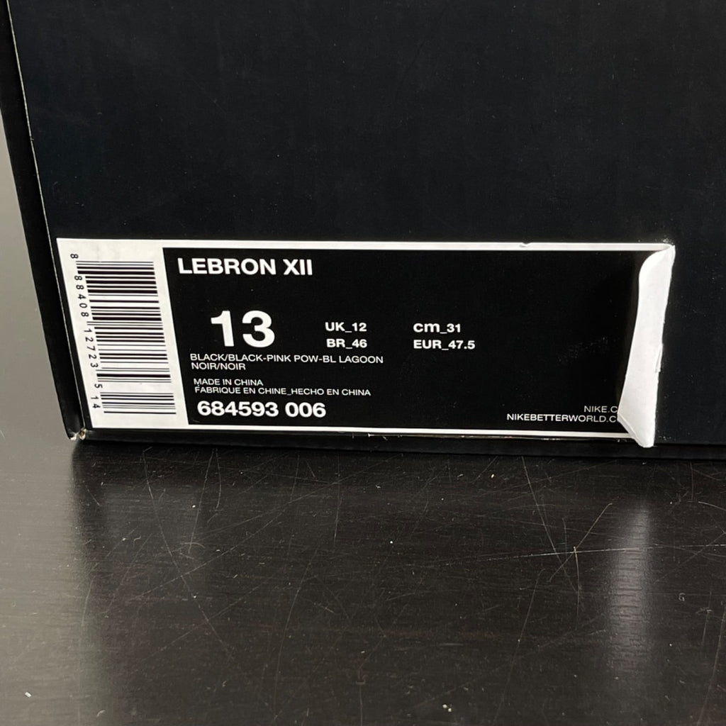 Nike LeBron 12 23 Chromosomes 13 (Moderately Worn Pre-Owned)NikeBlack/Pink Power-Blue Lagoon - Image 7