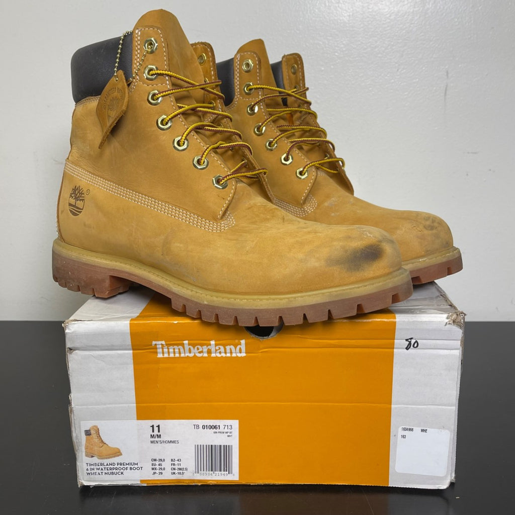 Timberland 6" Premium Waterproof Boot Wheat 11 (Moderately Worn Pre-Owned)TimberlandWheat/Black - Image 1