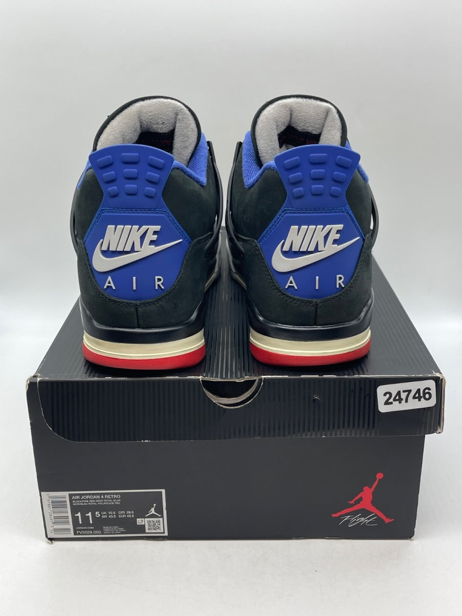 Jordan 4 Retro Rare Air (Gold Lettering) 11.5 (Moderately Worn Pre-Owned)JordanBlack/Fire Red/Deep Royal Blue/Dark Smoke Grey/Tech Grey - Image 3