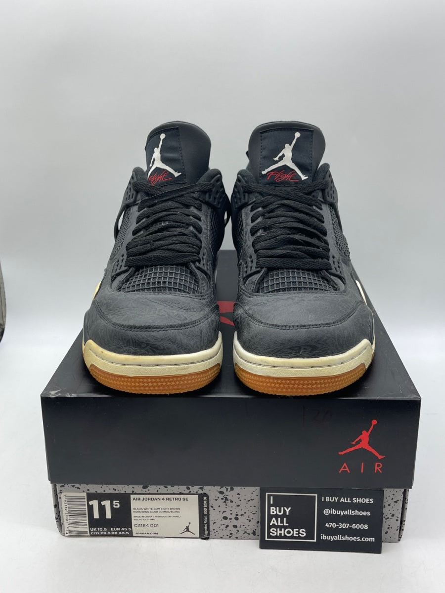 Jordan 4 Retro Laser Black Gum 11.5 (Moderately Worn Pre-Owned) - Image 2