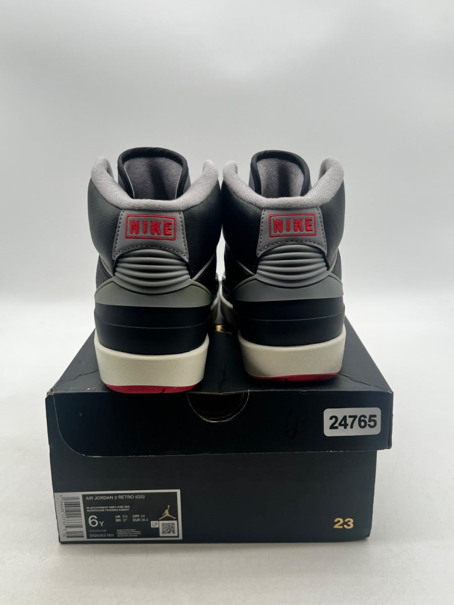 Jordan 2 Retro Black Cement (GS) 6Y (Lightly Worn Pre-Owned)JordanBlack/Fire Red/Sail/Cement Grey - Image 3