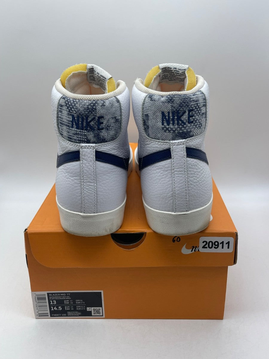 Nike Blazer Mid '77 White Midnight Navy Sail Gym Red 13 (Moderately Worn Pre-Owned) - Image 3
