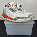 Jordan 3 Retro Knicks 8 (Moderately Worn Pre-Owned)JordanWhite/Old Royal-University Orange-Tech Grey - Image 1