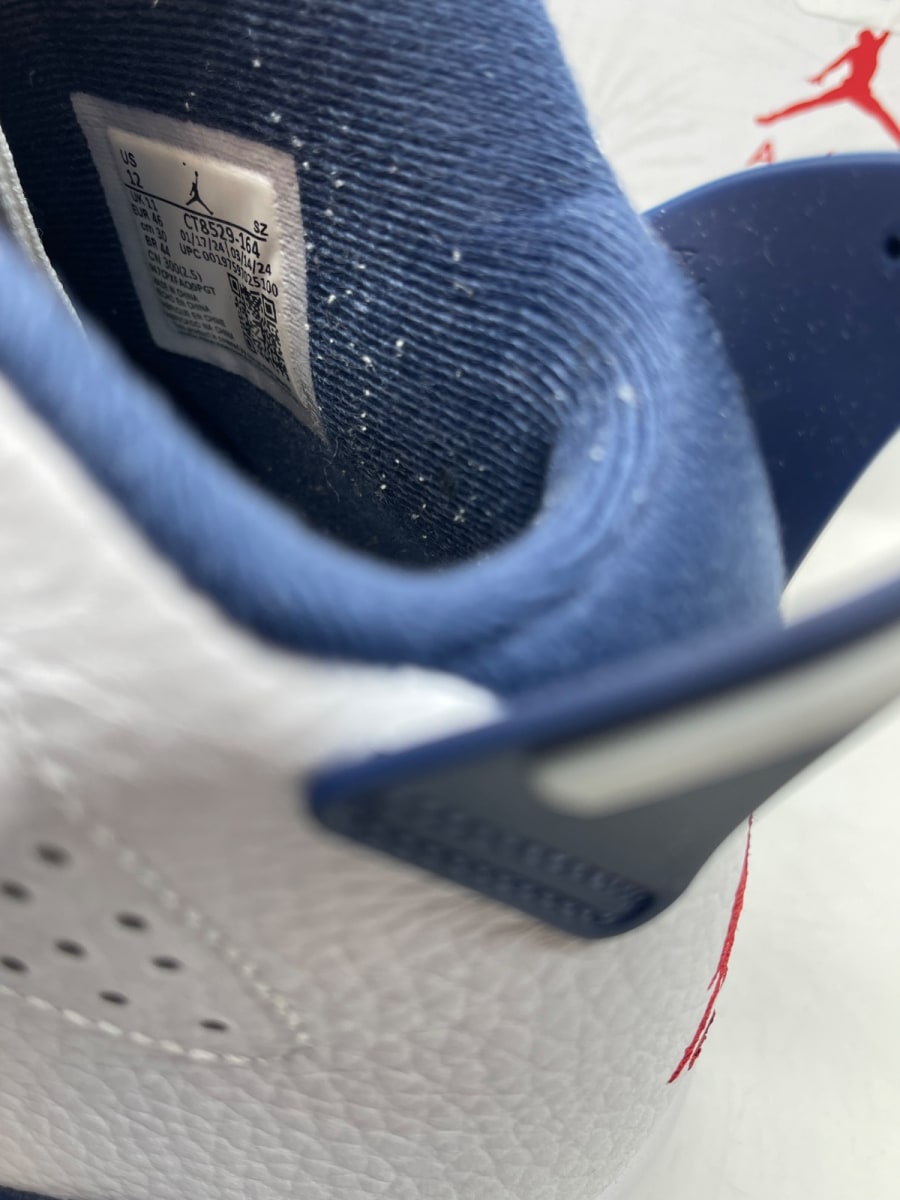 Jordan 6 Retro Olympic (2024) 12 (Moderately Worn Pre-Owned)JordanWhite/Varsity Red/Midnight Navy - Image 8