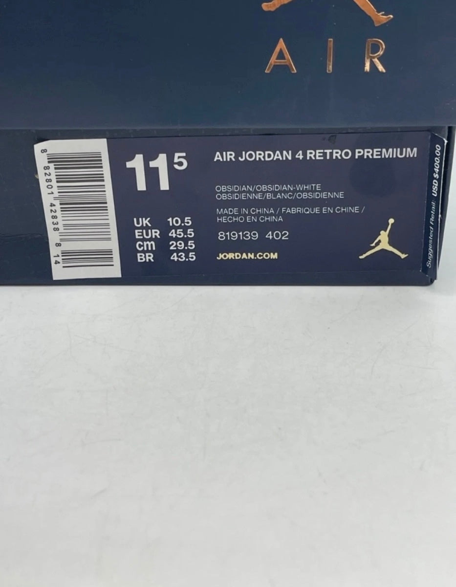 Jordan 4 Retro Obsidian 11.5 (Moderately Worn Pre-Owned)JordanObsidian/Obsidian-White - Image 9