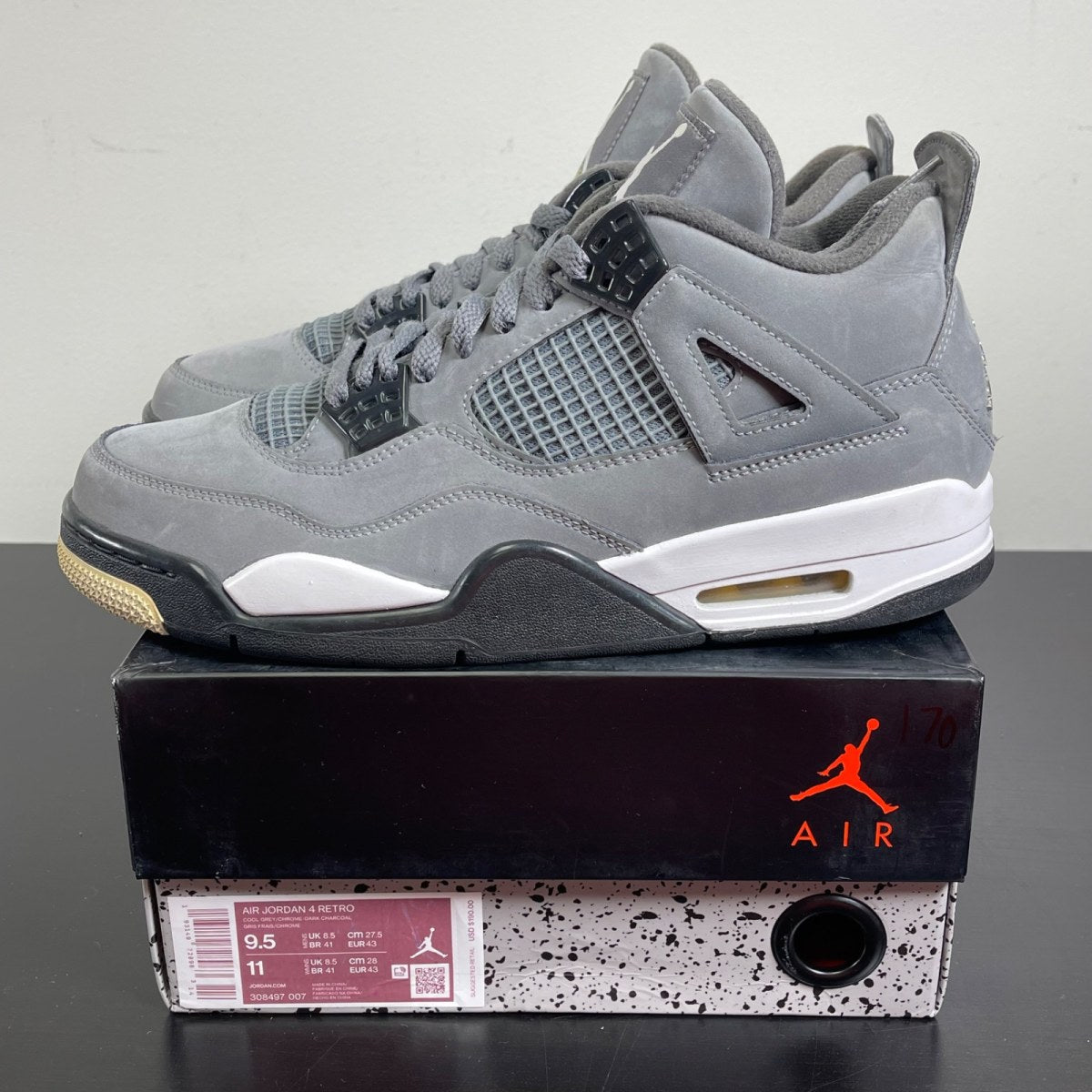 Jordan 4 Retro Cool Grey (2019) (Size 9.5) Moderately Worn - Image 3