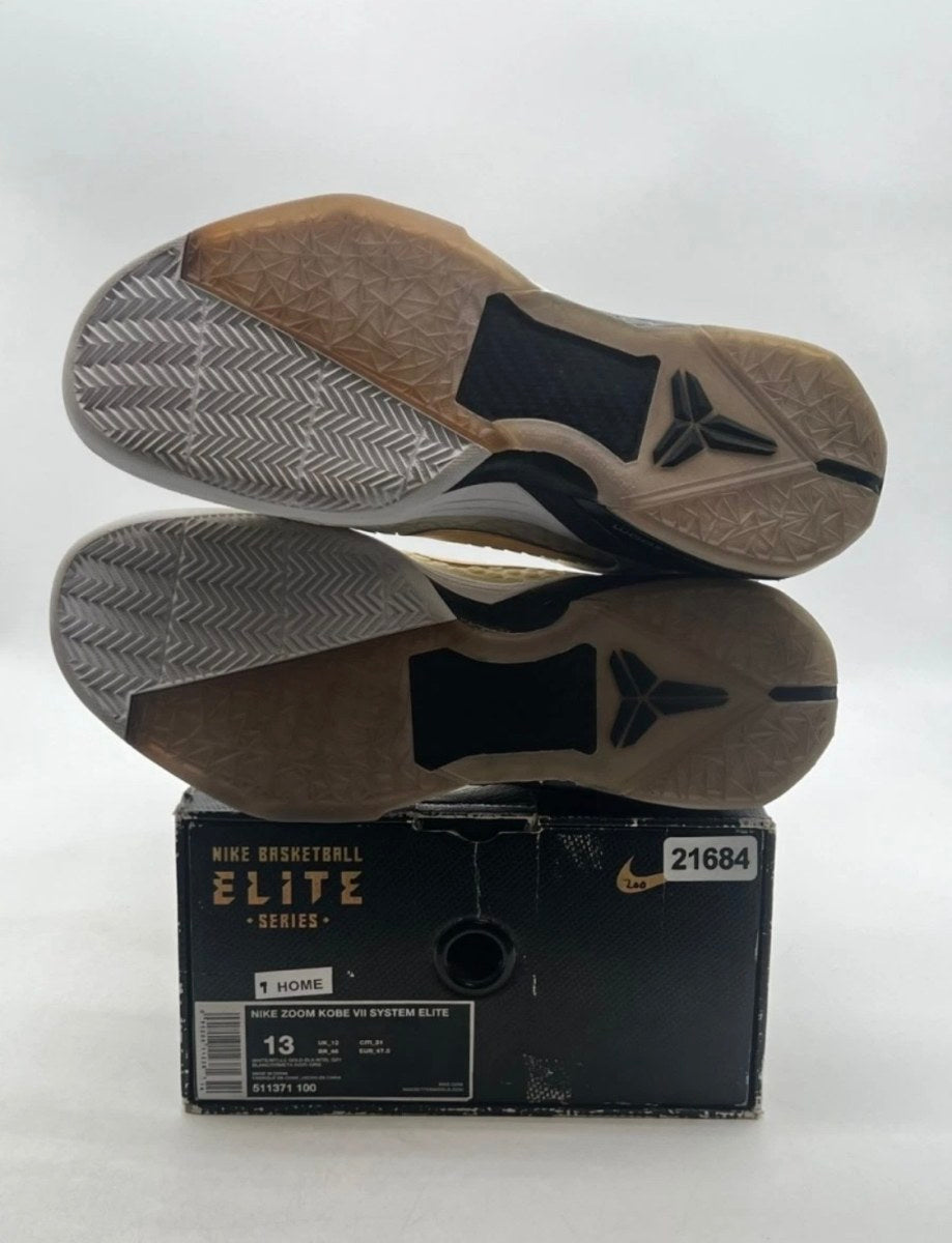 Nike Kobe 7 Elite (Home) 13 (Moderately Worn Pre-Owned)NikeWhite/Metallic Gold-Black-Neutral Grey - Image 8