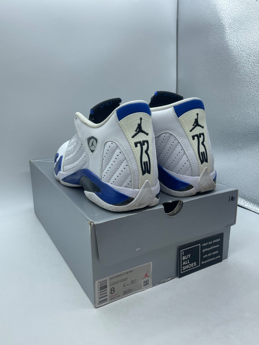 Jordan 14 Retro White Hyper Royal 8 (Moderately Worn Pre-Owned) - Image 4