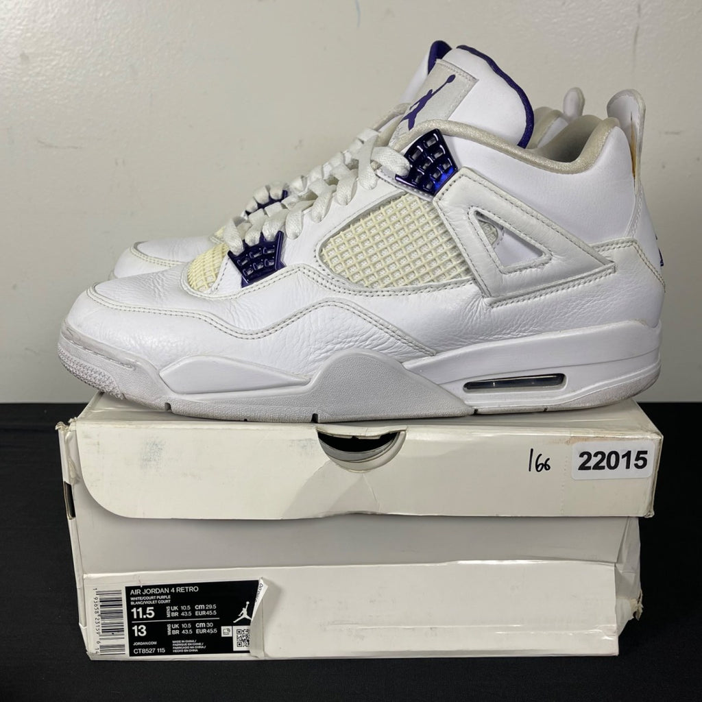 Jordan 4 Retro Metallic Purple 11.5 (Moderately Worn Pre-Owned)JordanWhite/Metallic Silver-Court Purple - Image 3