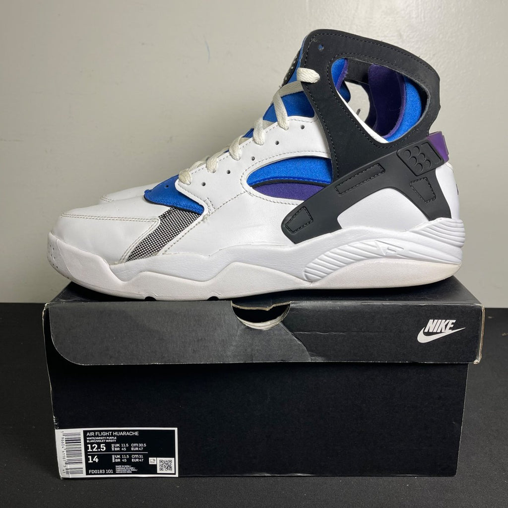 Nike Air Flight Huarache OG White Varsity Purple (2023) (Size 12.5) - aux