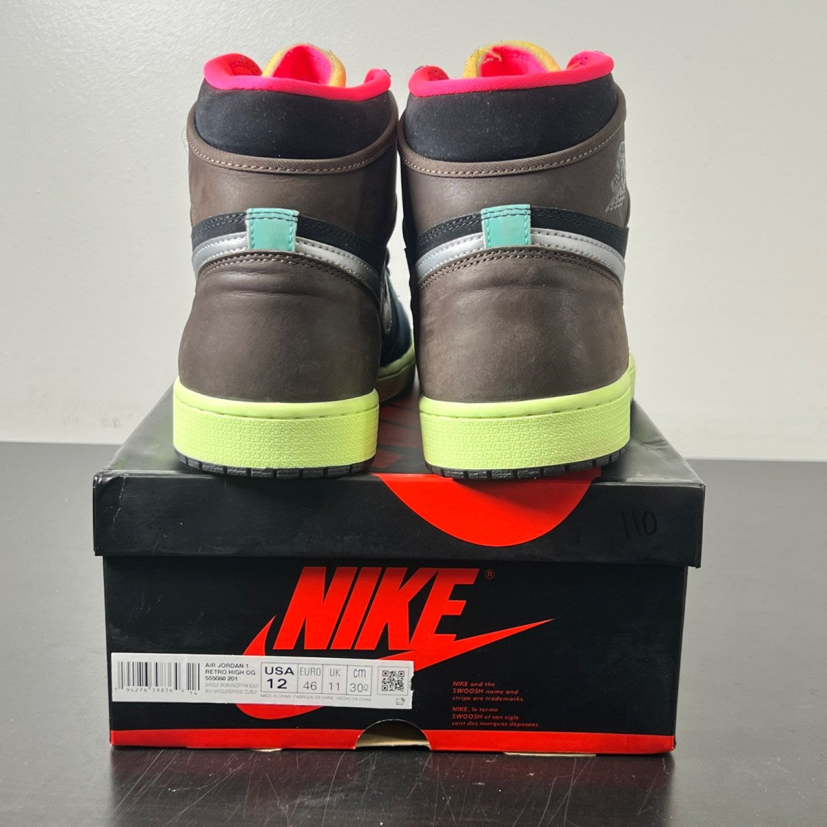 Jordan 1 Retro High Tokyo Bio Hack 12 (Lightly Worn Pre-Owned)JordanBaroque Brown/Black-Laser Orange-Racer Pink - Image 5