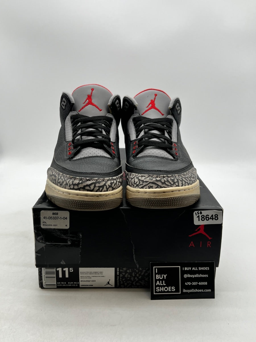 Jordan 3 Retro Black Cement (2018) 11.5 (Heavily Worn Pre-Owned) - Image 2
