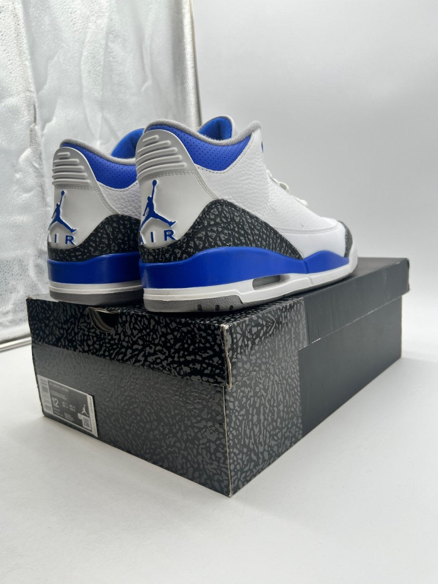 Jordan 3 Retro Racer Blue 12 (Moderately Worn Pre-Owned)JordanWhite/Black-Cement Grey-Racer Blue - Image 5