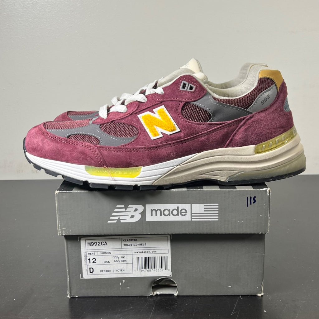 New Balance 992 Burgundy Gold 12 (Moderately Worn Pre-Owned)New BalanceBurgundy/Yellow/White - Image 3