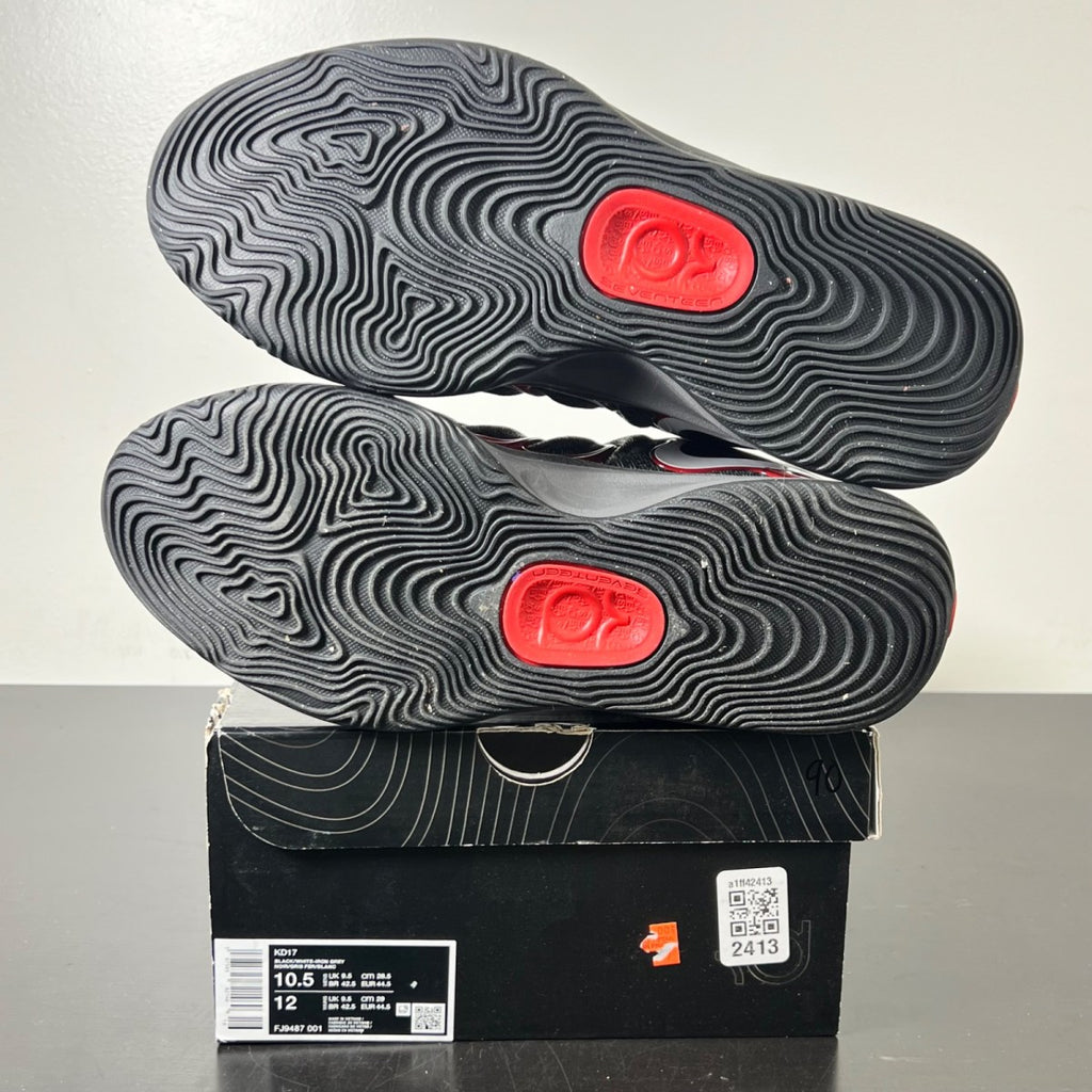 Nike KD 17 Late Night 10.5 (Lightly Worn Pre-Owned)NikeBlack/White/Iron Grey/University Red - Image 6