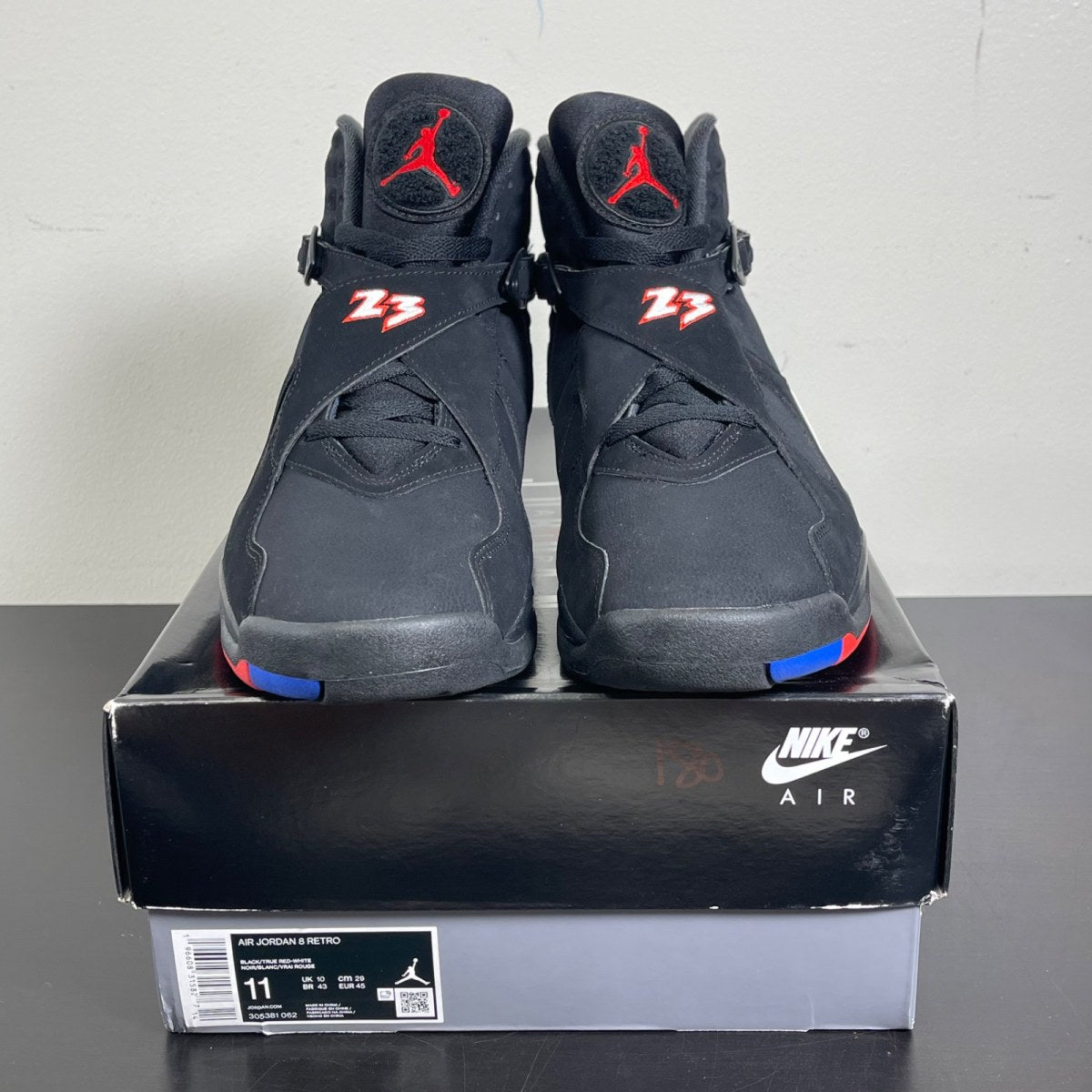 Jordan 8 Retro Playoffs (2023) 11 (Moderately Worn Pre-Owned)JordanBlack/True Red-White - Image 2