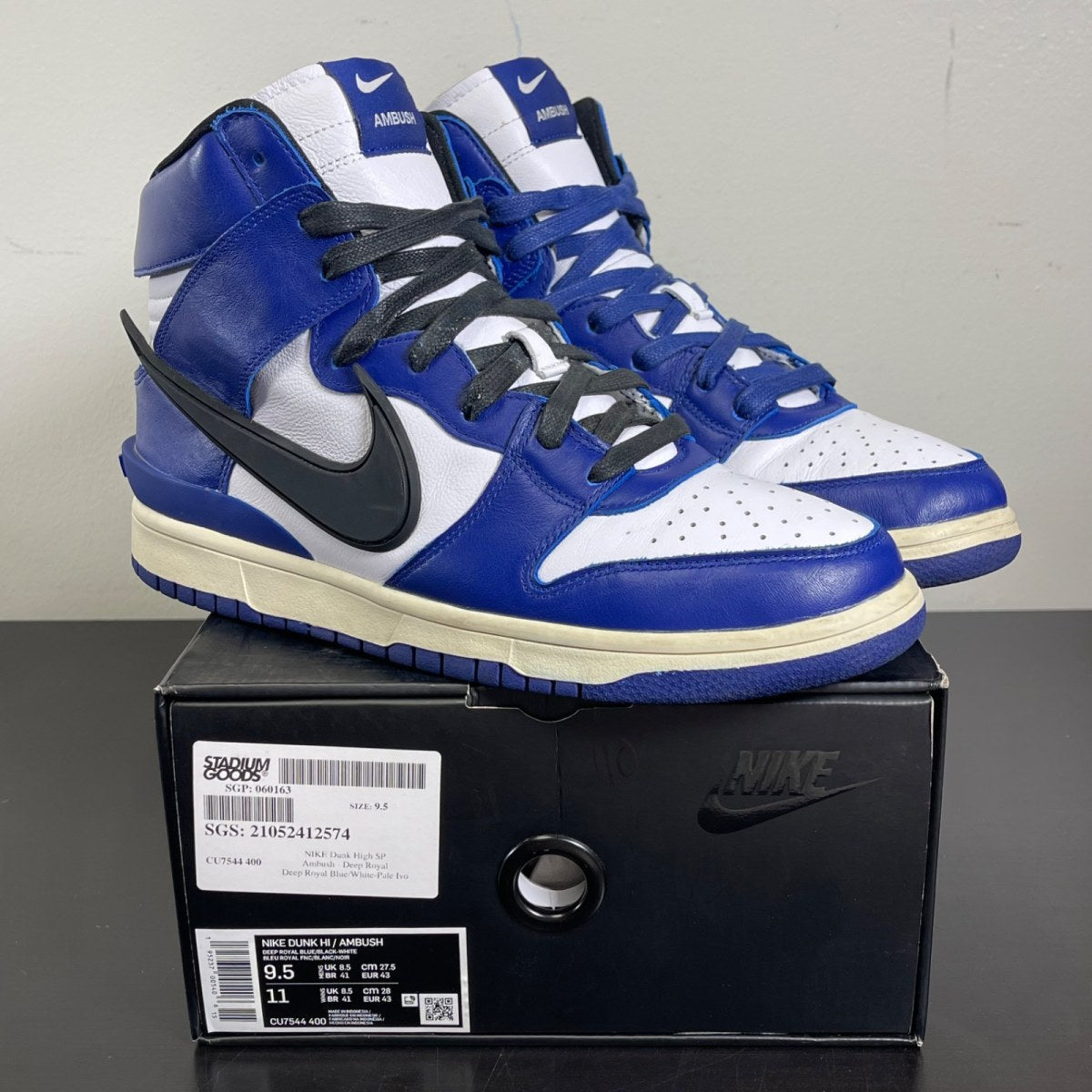 Nike Dunk High AMBUSH Deep Royal 9.5 (Moderately Worn Pre-Owned)NikeDeep Royal Blue/White-Pale Ivory-Black - Image 1