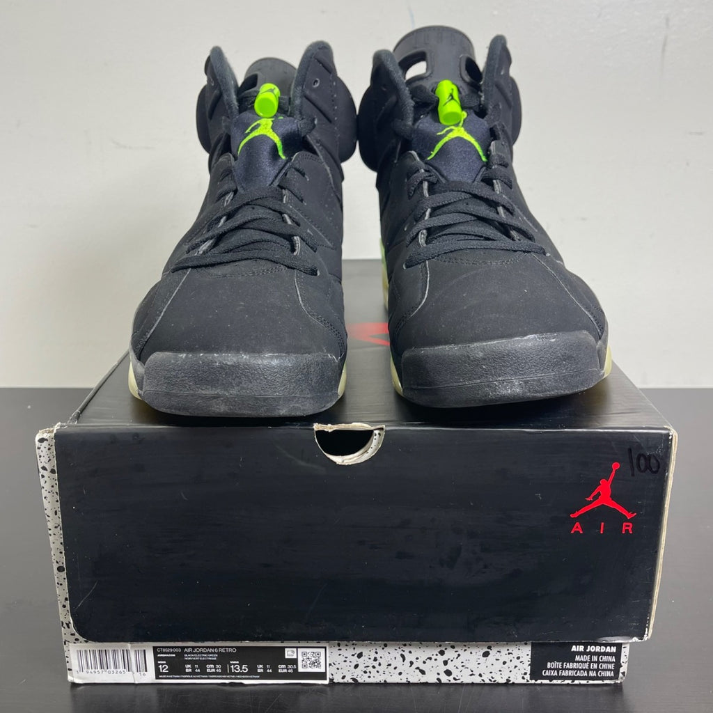 Jordan 6 Retro Electric Green 12 (Moderately Worn Pre-Owned)JordanBlack/Electric Green - Image 2