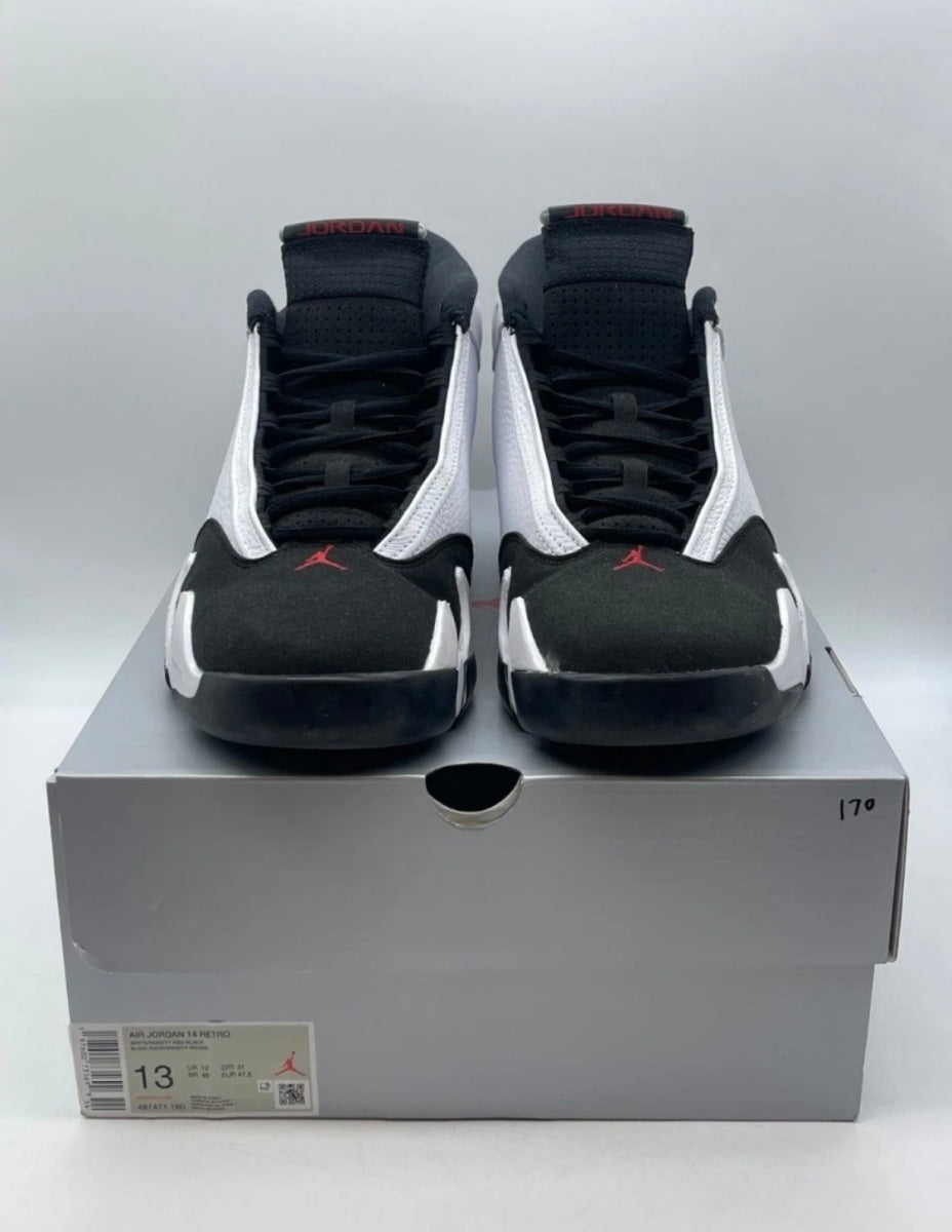 Jordan 14 Retro Black Toe (2024) 13 (Lightly Worn Pre-Owned)JordanWhite/Varsity Red/Black/Metallic Silver - Image 2