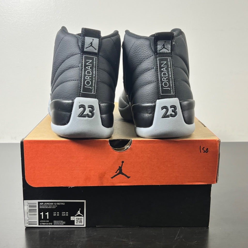 Jordan 12 Retro Barons 11 (Lightly Worn Pre-Owned)JordanBlack/Wolf Grey-White - Image 4
