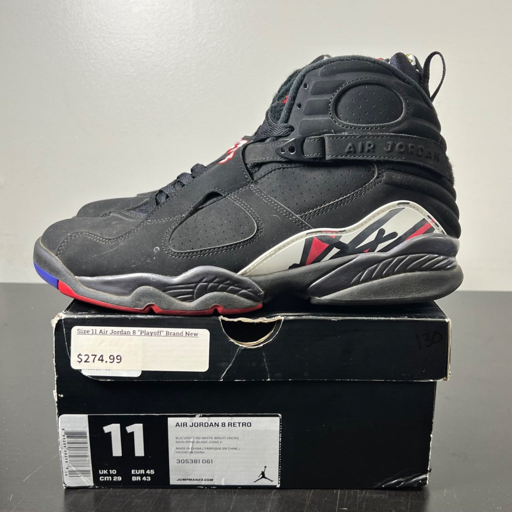 Jordan 8 Retro Playoffs (2013) 11 (Moderately Worn Pre-Owned)JordanBlack/True Red-White - Image 3