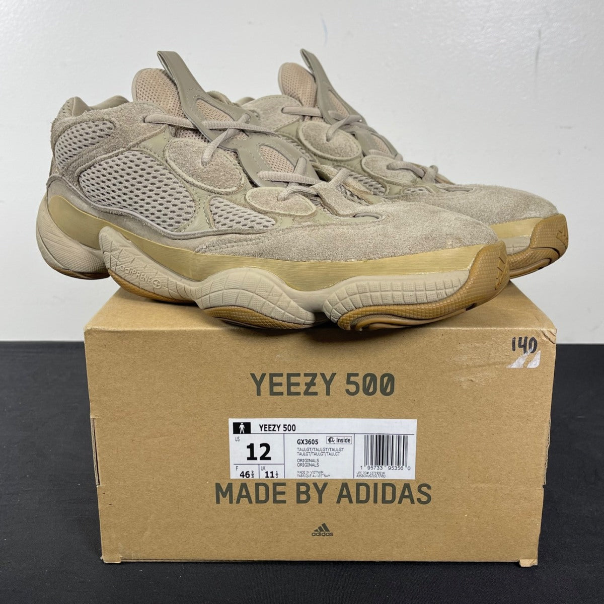 adidas Yeezy 500 Taupe Light 12 (Moderately Worn Pre-Owned)adidasTaupe Light/Taupe Light/Taupe Light - Image 1