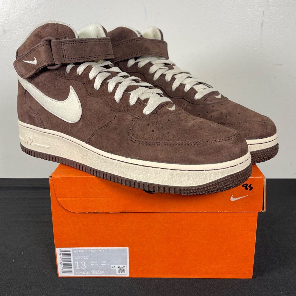 Nike Air Force 1 Mid QS Chocolate 13 (Moderately Worn Pre-Owned)NikeChocolate/Cream - Image 1