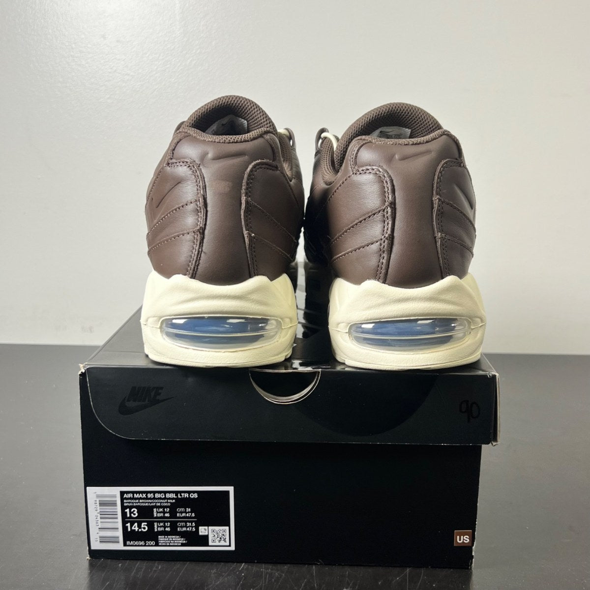 Nike Air Max 95 QS Big Bubble Baroque Brown Leather 13 (Lightly Worn Pre-Owned)NikeBaroque Brown/Baroque Brown/Black/Coconut Milk - Image 4