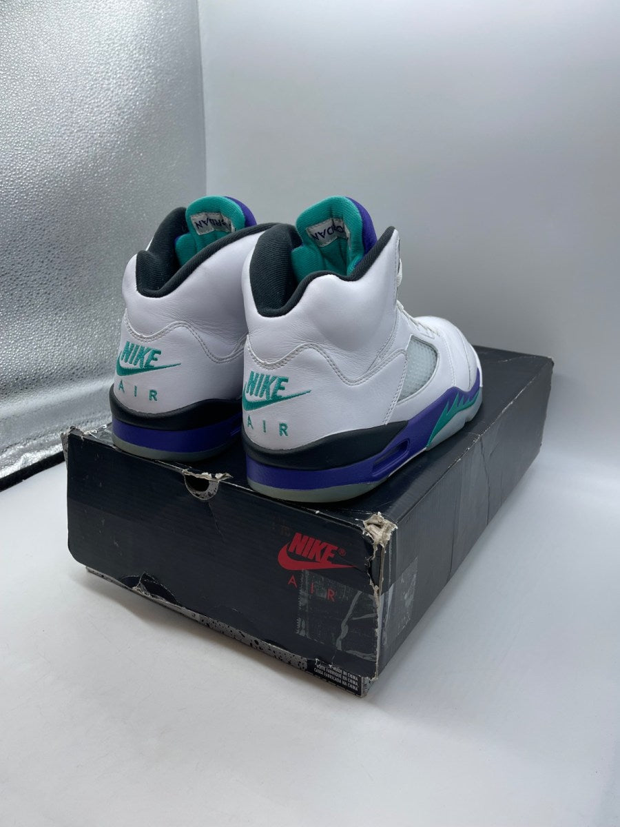 Jordan 5 Retro Grape (2025) 10.5 (Moderately Worn Pre-Owned)JordanWhite/Grape Ice-New Emerald - Image 5