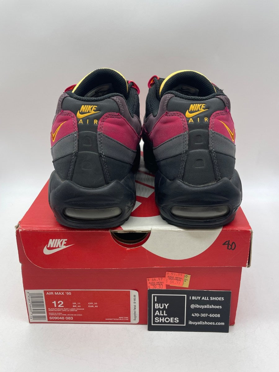 Nike Air Max 95 Black Tuscan Rust Laser Orange 12 (Moderately Worn Pre-Owned) - Image 3