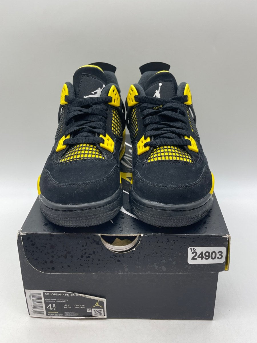 Jordan 4 Retro Thunder (2023) (GS) 4.5Y (Moderately Worn Pre-Owned)JordanBlack/Tour Yellow - Image 2