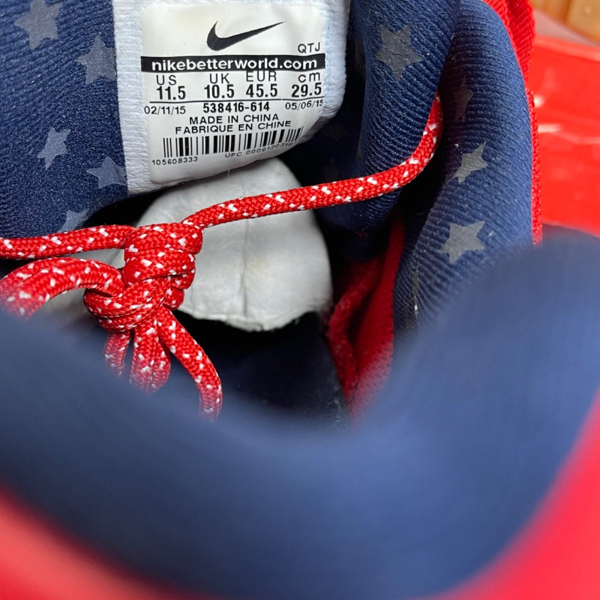 Nike Air Max 95 Independence Day 11.5 (Moderately Worn Pre-Owned)NikeUniversity Red/White-Midnight-Navy - Image 6