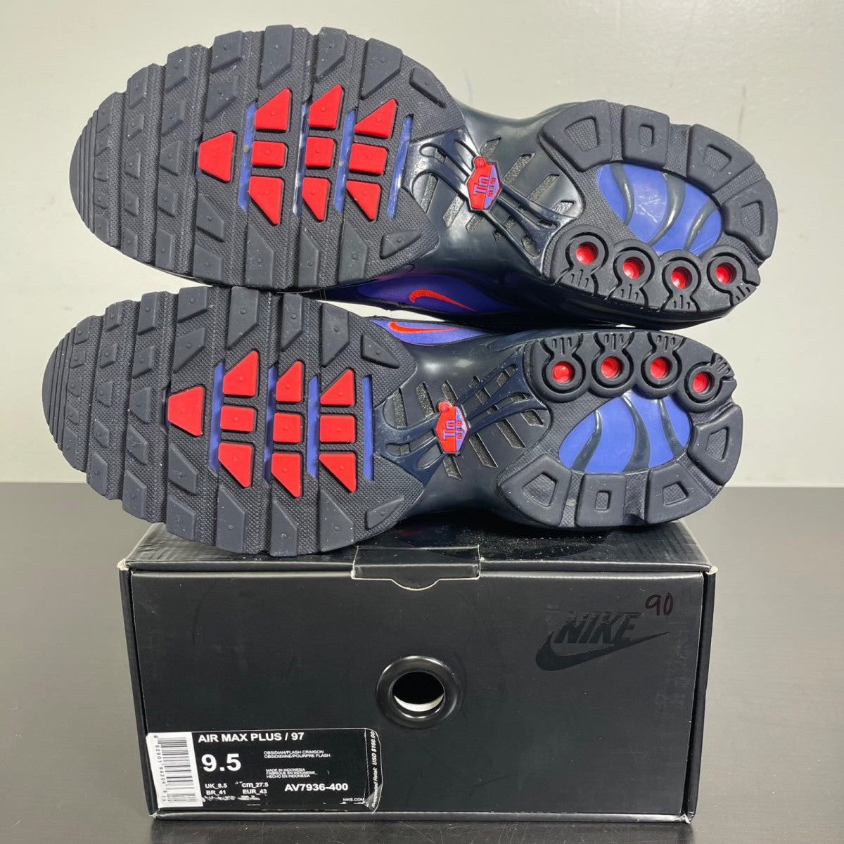 Nike Air Max Plus 97 Discover Your Air 9.5 (Moderately Worn Pre-Owned)NikeObsidian/Flash Crimson-Rush Violet - Image 5