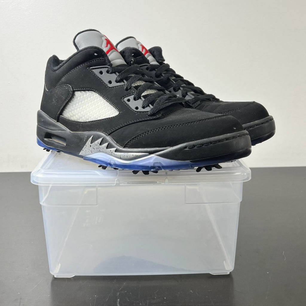 Air Jordan 5 Retro Low Golf Black Metallic 11 (Moderately Worn Pre-Owned)JordanBlack/Metallic Silver-Fire Red - Image 1