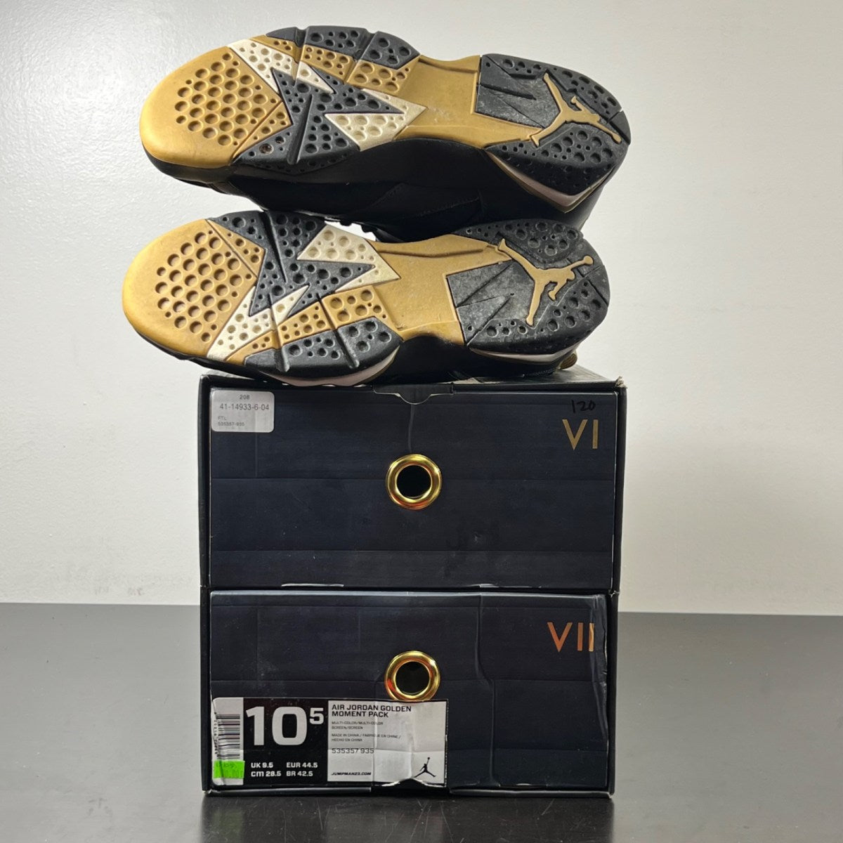 Jordan 7 Retro Golden Moments Pack (7) 10.5 (Lightly Worn Pre-Owned)JordanBlack/Metallic Gold-White - Image 6