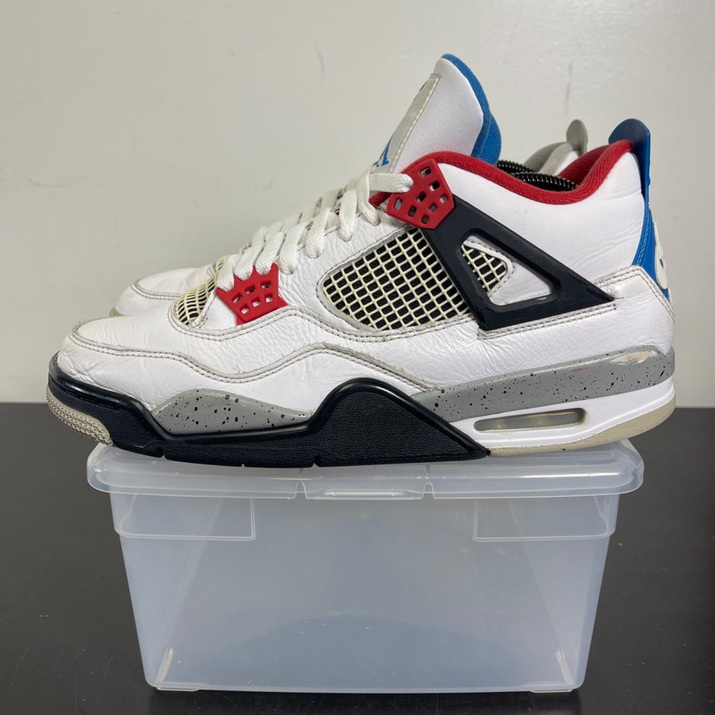 Jordan 4 Retro What The 10 (Moderately Worn Pre-Owned)JordanWhite/Military Blue-Fire Red-Black-Cement Grey - Image 3