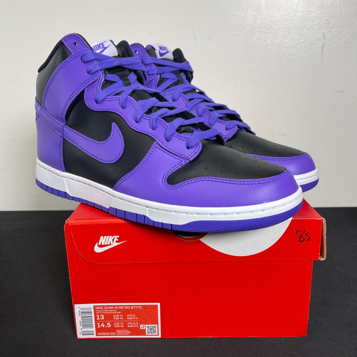 Nike Dunk High Retro BTTYS TCU 13 (Moderately Worn Pre-Owned)NikePsychic Purple/Black/Psychic Purple/White - Image 1