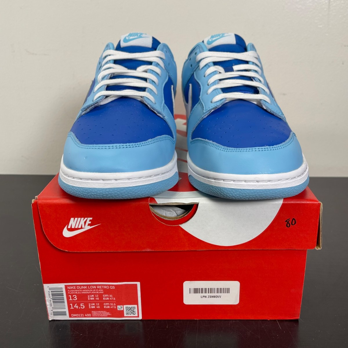 Nike Dunk Low Retro QS Argon (2022) 13 (Moderately Worn Pre-Owned)NikeFlash/White-Argon Blue-Flash - Image 2