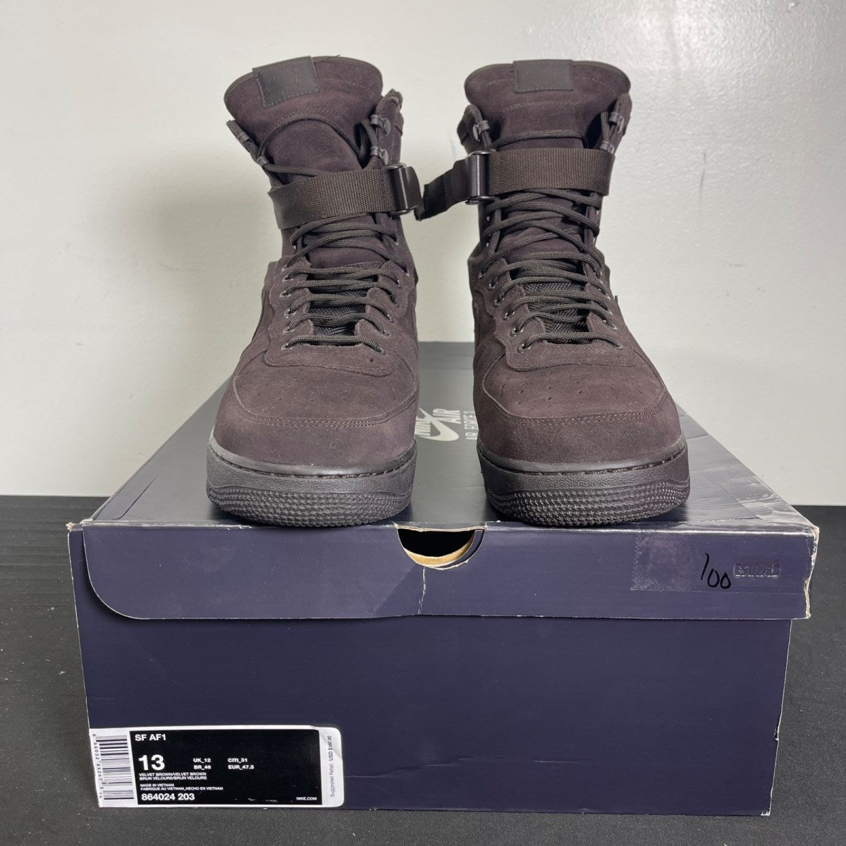 Nike SF Air Force 1 High Velvet Brown 13 (Moderately Worn Pre-Owned)Nike - Image 2
