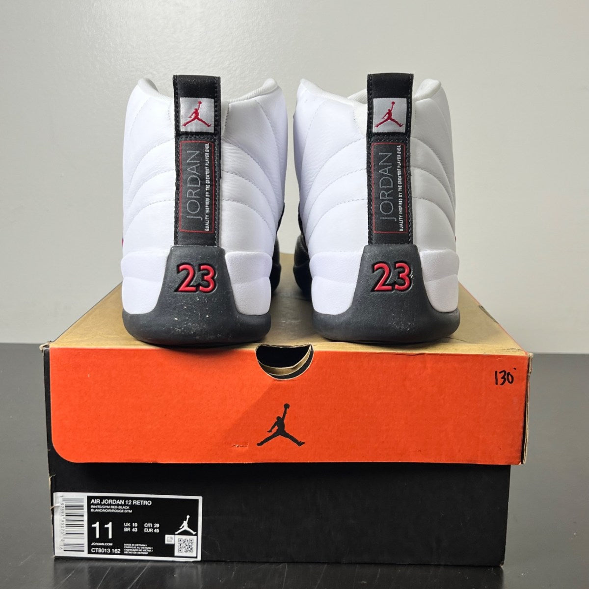 Jordan 12 Retro Taxi Flip 11 (Lightly Worn Pre-Owned)JordanWhite/Gym Red/Black - Image 5
