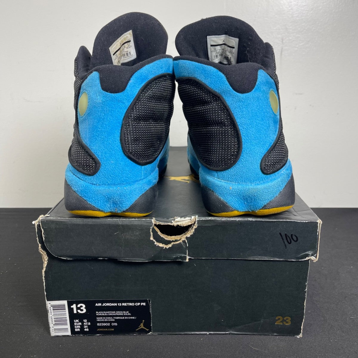 Jordan 13 Retro Chris Paul Away 13 (Moderately Worn Pre-Owned)JordanBlack/Sunstone-Orion Blue - Image 4