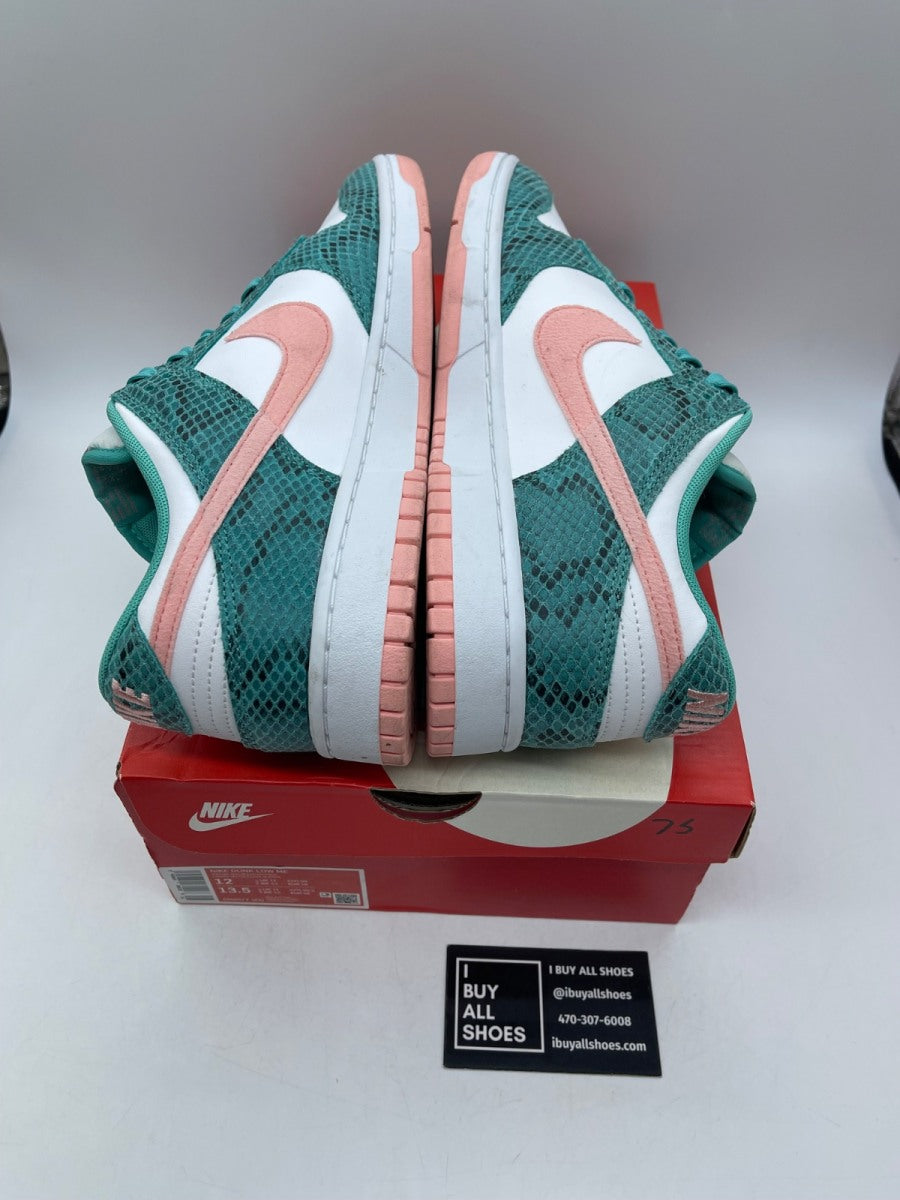 Nike Dunk Low Snakeskin Washed Teal Bleached Coral 12 (Moderately Worn Pre-Owned) - Image 6