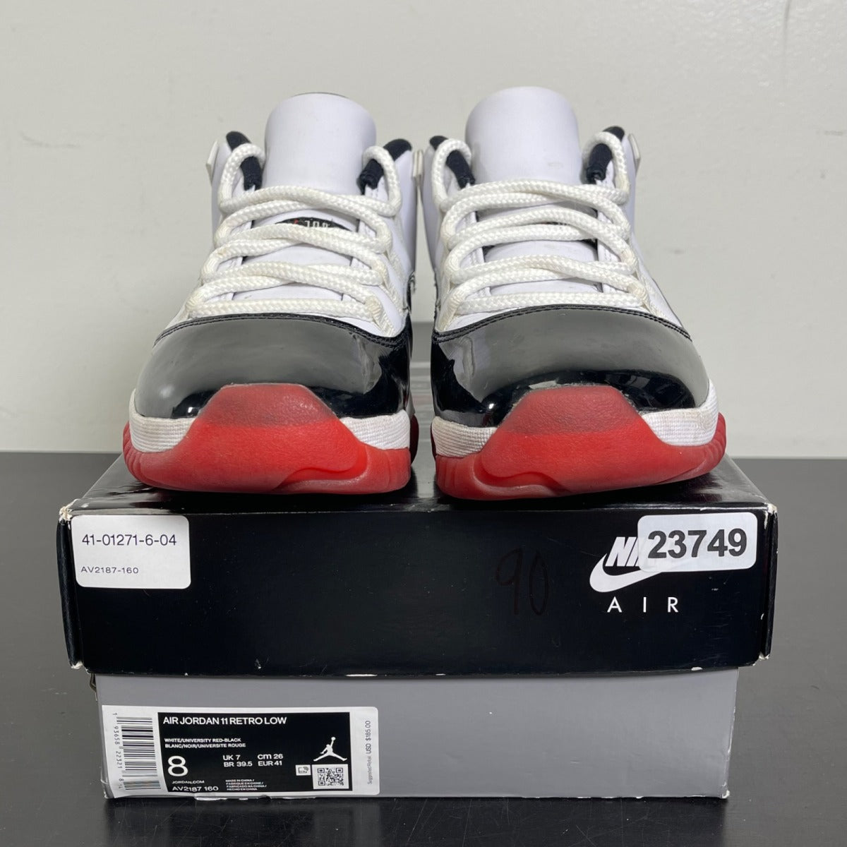 Jordan 11 Retro Low Concord Bred 8 (Moderately Worn Pre-Owned)JordanWhite/Gym Red-Black-True Red - Image 2