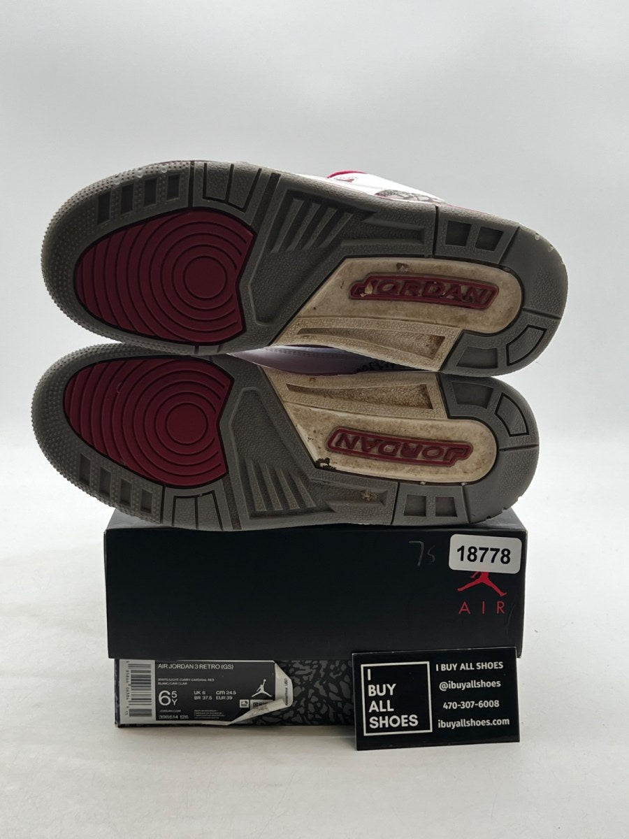 Jordan 3 Retro Cardinal (GS) 6.5Y (Moderately Worn Pre-Owned) - Image 8