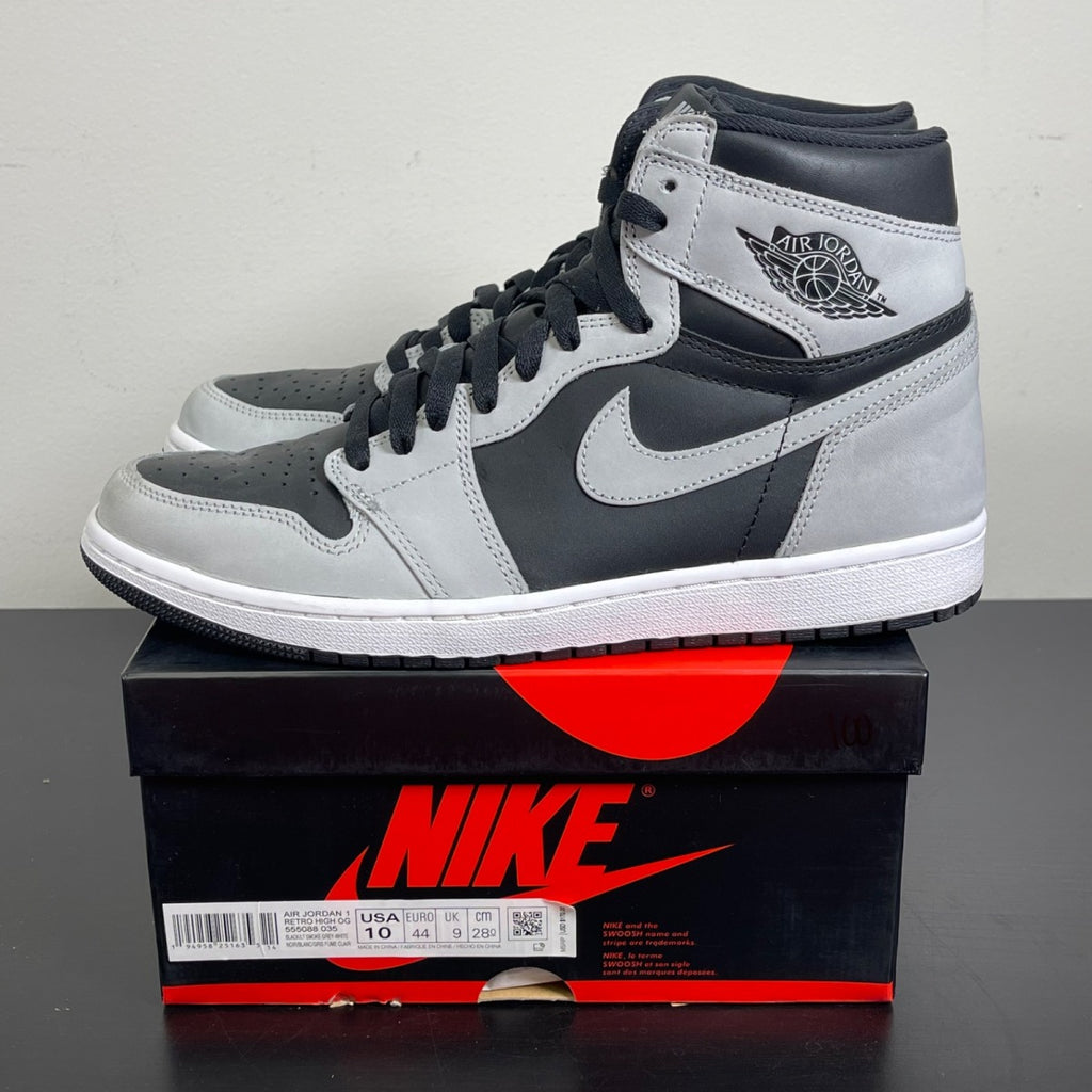 Jordan 1 Retro High Shadow 2.0 10 (Moderately Worn Pre-Owned)JordanBlack/White-Light Smoke Grey - Image 3