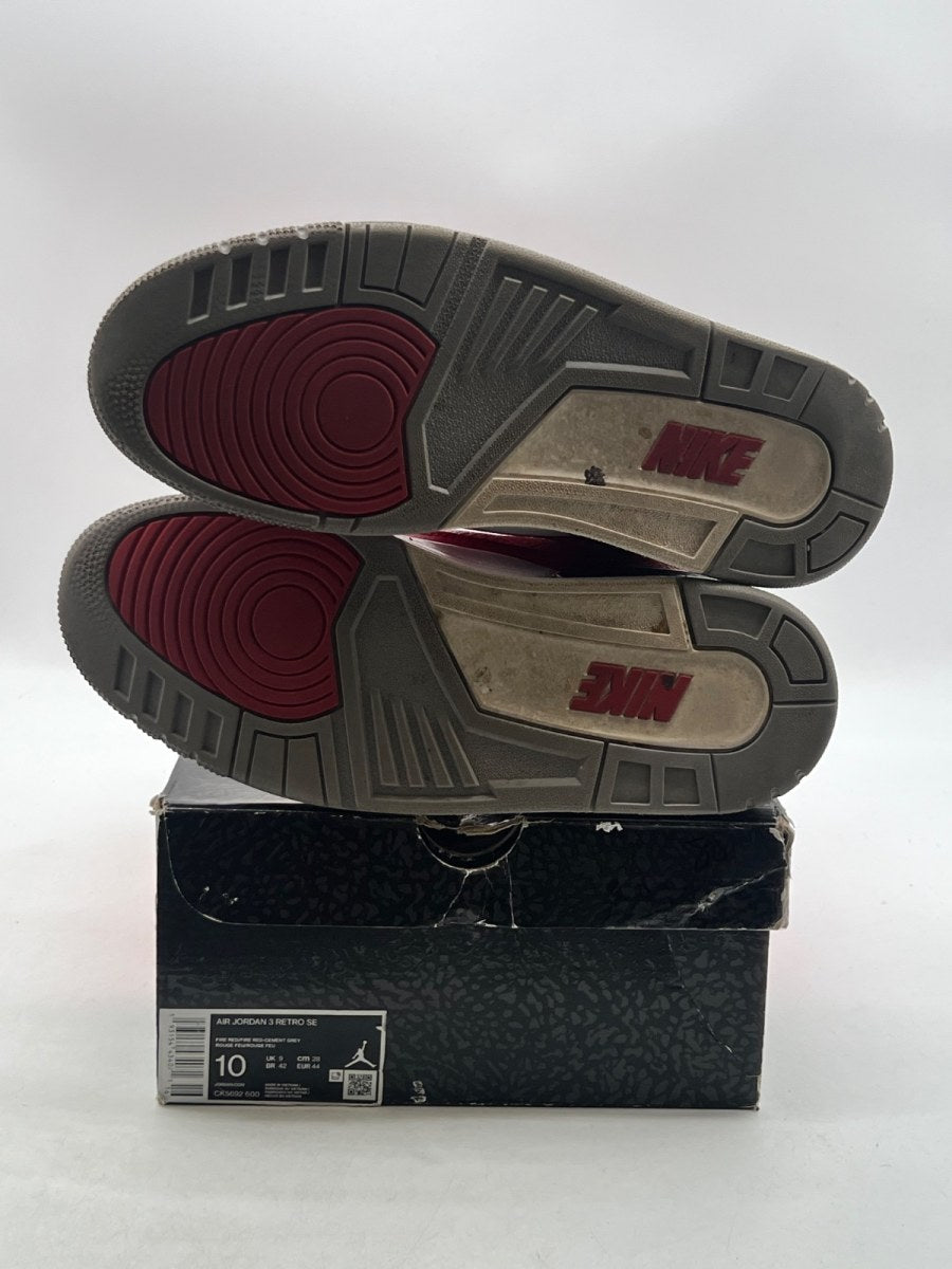 Jordan 3 Retro SE Unite 10 (Moderately Worn Pre-Owned)JordanFire Red/Fire Red-Cement Grey-Black - Image 8