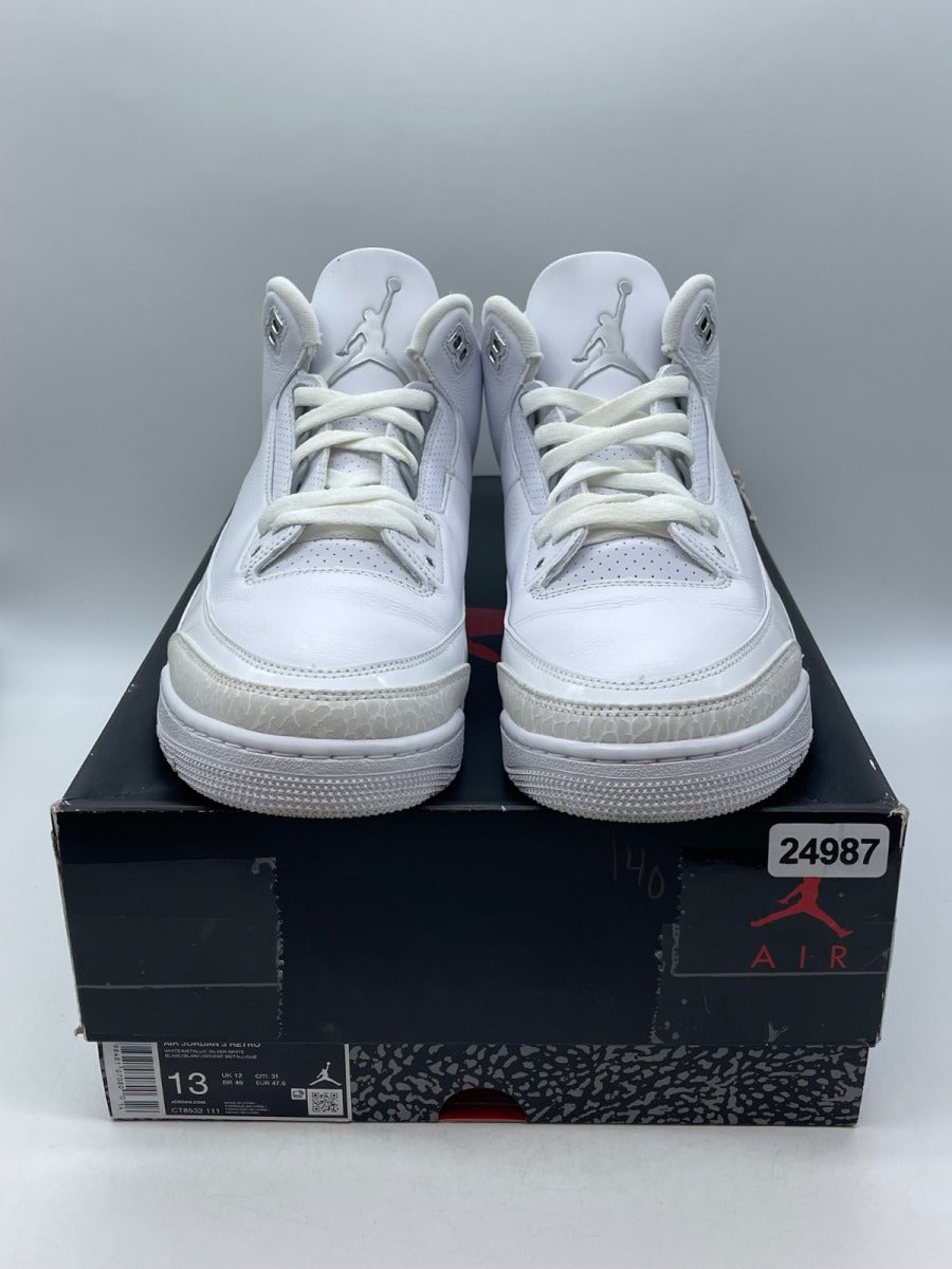 Jordan 3 Retro Pure Money (2025) 13 (Moderately Worn Pre-Owned)JordanWhite/White/Metallic Silver - Image 2