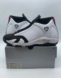 Jordan 14 Retro Black Toe (2024) 13 (Lightly Worn Pre-Owned)JordanWhite/Varsity Red/Black/Metallic Silver - Image 1