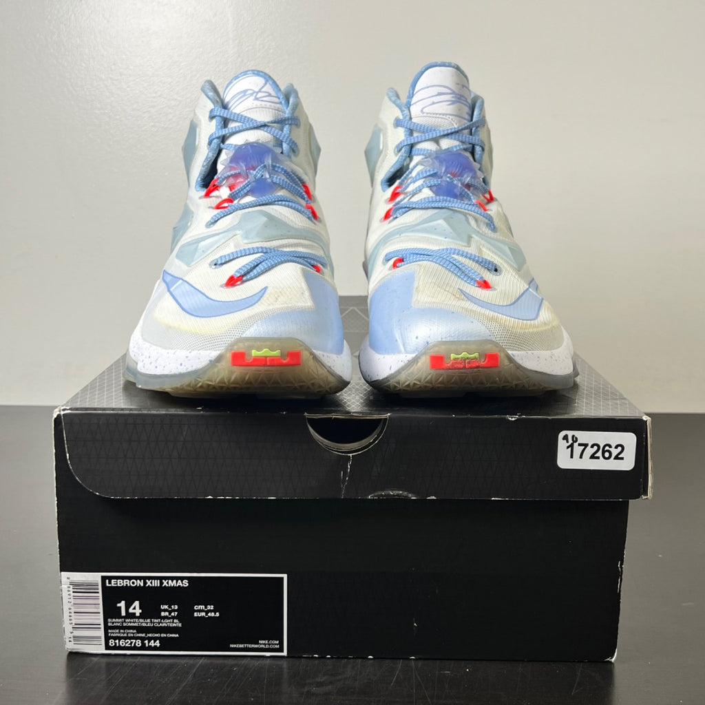 Nike LeBron 13 Christmas 14 (Moderately Worn Pre-Owned)NikeWhite/Blue Tint-Blue Lagoon - Image 2